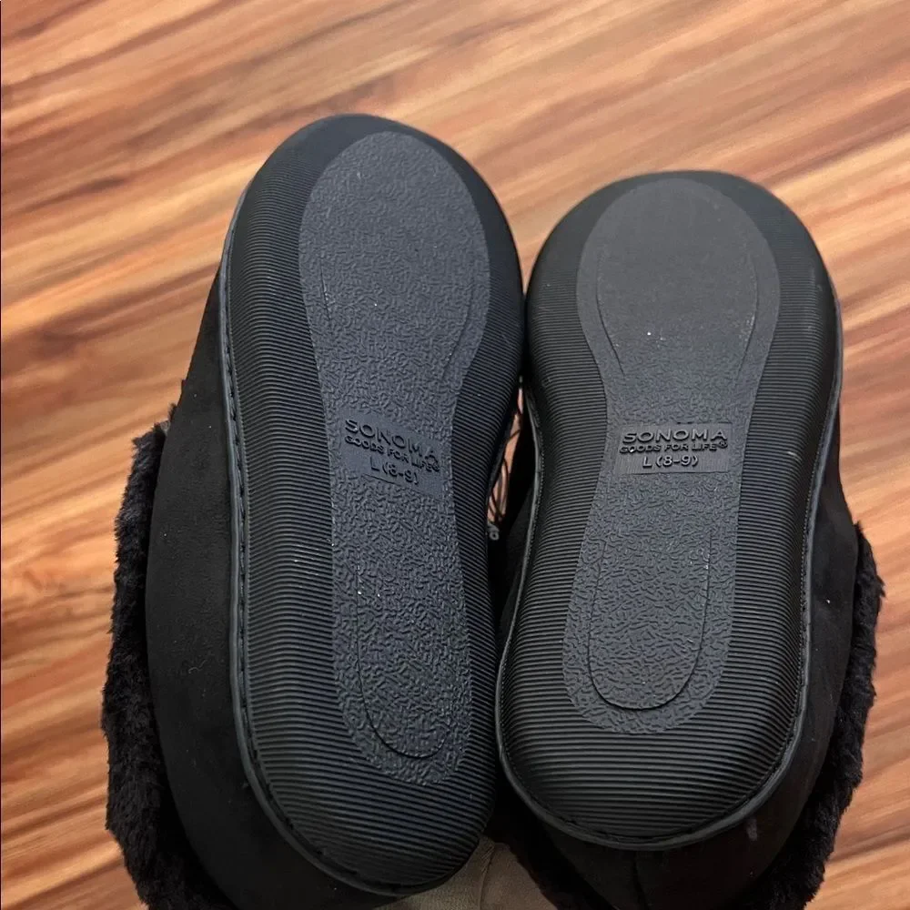 Sonoma Men's Black Fur-Lined Slip-Ons